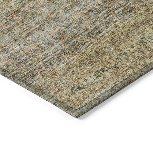 8' X 10' Wheat And Brown Striped Washable Indoor Outdoor Area Rug