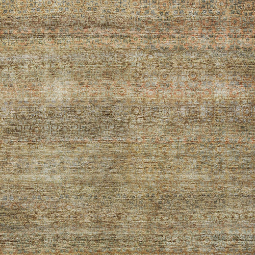 8' X 10' Wheat And Brown Striped Washable Indoor Outdoor Area Rug