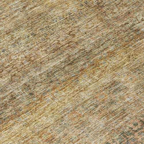 8' X 10' Wheat And Brown Striped Washable Indoor Outdoor Area Rug