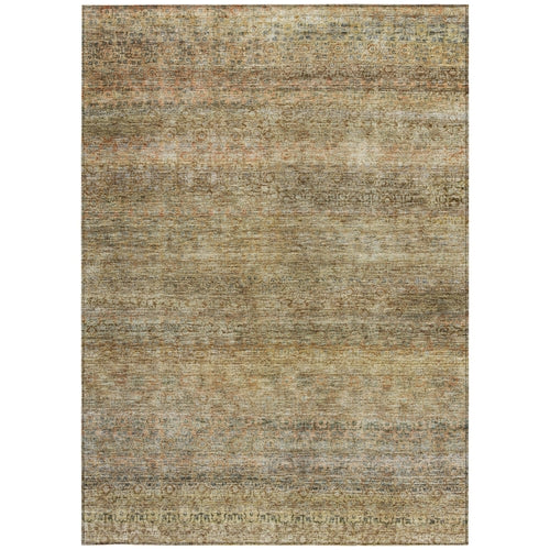 8' X 10' Wheat And Brown Striped Washable Indoor Outdoor Area Rug