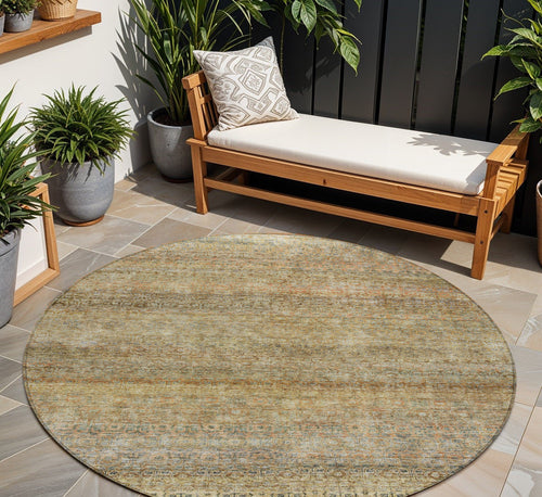 8' X 10' Wheat And Brown Striped Washable Indoor Outdoor Area Rug
