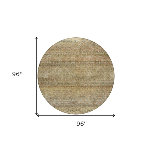 8' X 10' Wheat And Brown Striped Washable Indoor Outdoor Area Rug