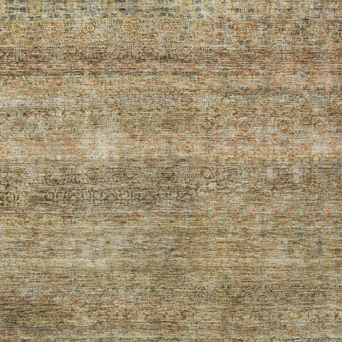 8' X 10' Wheat And Brown Striped Washable Indoor Outdoor Area Rug
