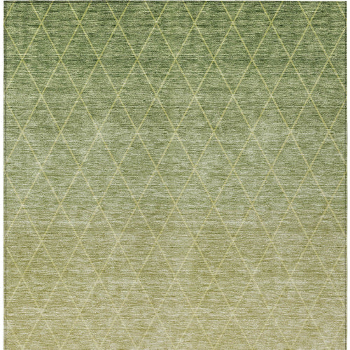 8' X 10' Artichoke Green And Beige Geometric Washable Indoor Outdoor
