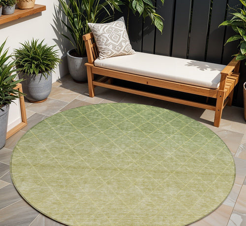 8' X 10' Artichoke Green And Beige Geometric Washable Indoor Outdoor