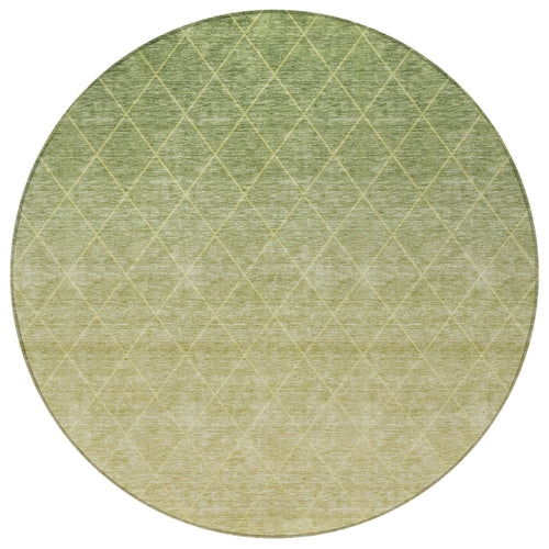 8' X 10' Artichoke Green And Beige Geometric Washable Indoor Outdoor