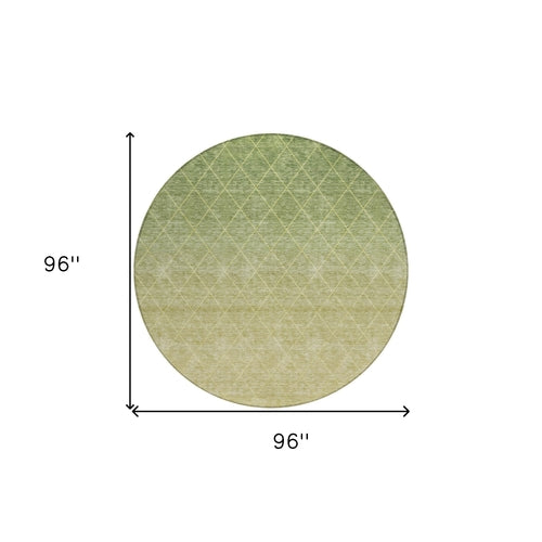 8' X 10' Artichoke Green And Beige Geometric Washable Indoor Outdoor