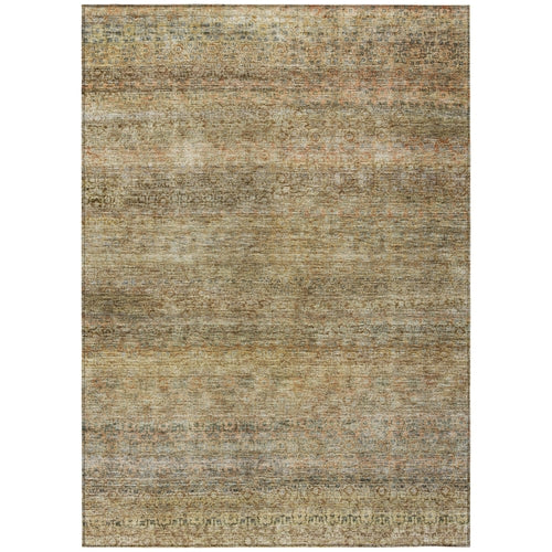 8' X 10' Wheat And Brown Striped Washable Indoor Outdoor Area Rug