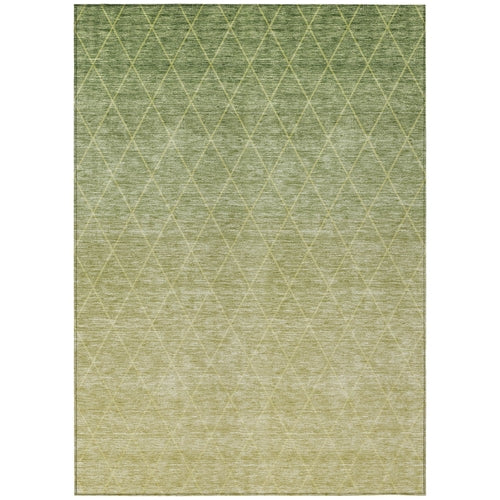 8' X 10' Artichoke Green And Beige Geometric Washable Indoor Outdoor